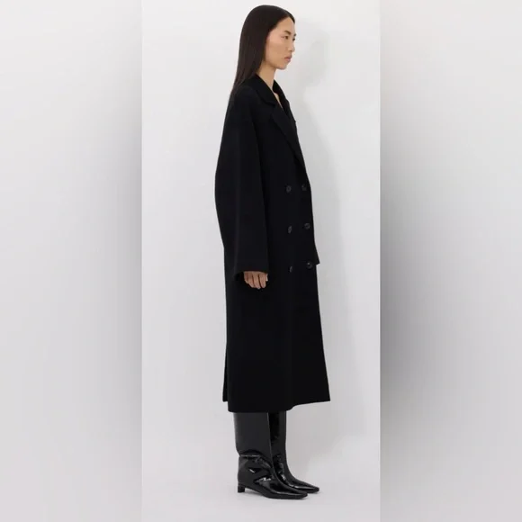 LouLou De Saison Borneo Wool Cashmere Coat, XS, Black - Picture 3 of 11
